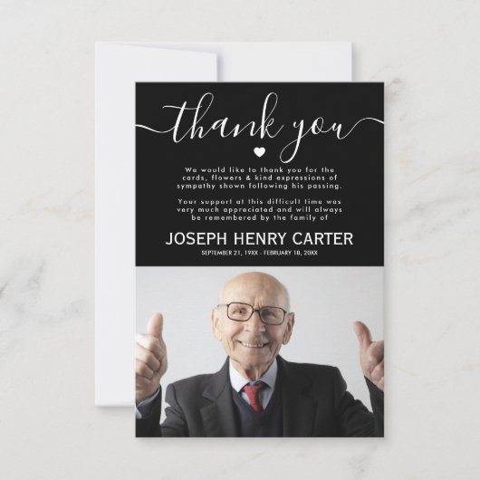 Sympathie Funeral foto Bedankkaart (Voorkant)