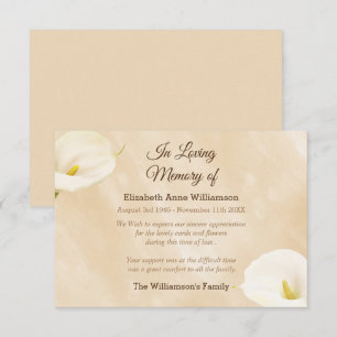 Sympathie Funeral Lily Flowers Dank je wel Bedankkaart