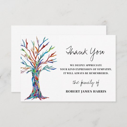 Sympathie Funeral Memorial Bedankt (Voorkant / Achterkant)