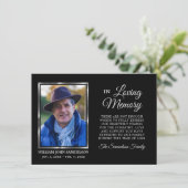Sympathie Funeral Memory Black DANK You Photo Bedankkaart (Staand voorkant)
