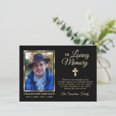 Sympathie Funeral Memory DANK U Gold Cross Photo Bedankkaart (Staand voorkant)