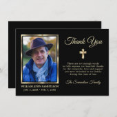 Sympathie Funeral Memory DANK U Gold Cross Photo Bedankkaart (Voorkant / Achterkant)