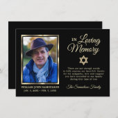 Sympathie Funeral Memory DANK U Star David Photo Bedankkaart (Voorkant / Achterkant)