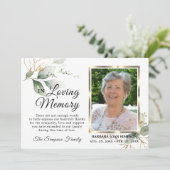 Sympathie Funeral Memory Greenery DANK You Photo Bedankkaart (Staand voorkant)