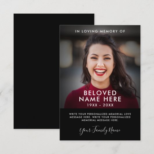 Sympathie Funeral Memory Hartelijk dank Kaart (Voorkant / Achterkant)