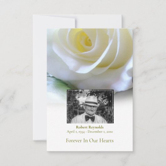 Sympathie Funeral White Rose Foto bedankt (Voorkant)