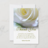 Sympathie Funeral White Rose Foto bedankt (Achterkant)