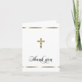 Sympathie Gedenkteken Religieus Kruis Wit Goud FOT Bedankkaart (Voorkant)