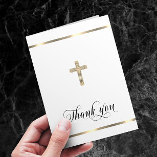 Sympathie Gedenkteken Religieus Kruis Wit Goud FOT Bedankkaart