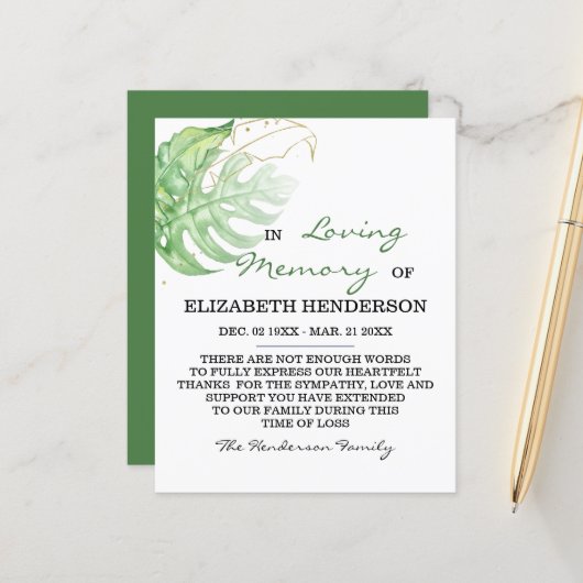 Sympathie Geheugen /Dank u. (Voorkant / Achterkant in situ)