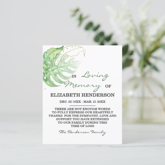 Sympathie Geheugen /Dank u. (Staand voorkant)