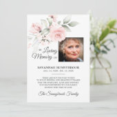 Sympathie Geheugen Floral Pink Rose DANK U | FOTO Bedankkaart (Staand voorkant)