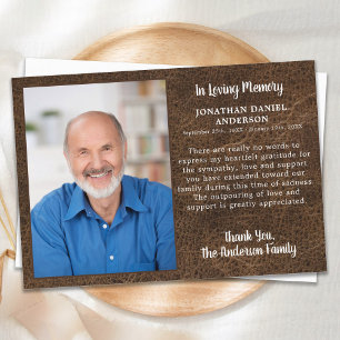 Sympathie Geheugen Geheugen Foto Faux Leather Fune Bedankkaart