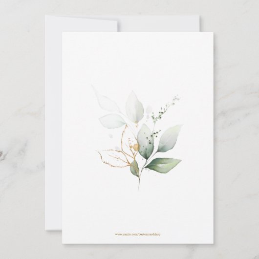 Sympathie Geheugen Greenery Gold Leaves DANK U Bedankkaart (Achterkant)