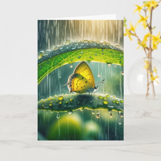 Sympathie Gele Vlinder In Een Regendouche Kaart (Gele Bloem)