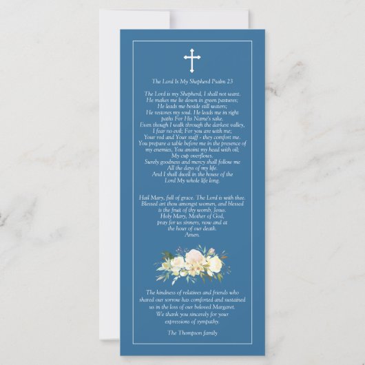 Sympathie Gezegende Maria begrafenis Dank u kaart (Achterkant)