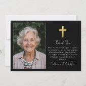 Sympathie Gouden Kruis Foto Begrafenis Bedankkaart (Voorkant)