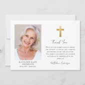 Sympathie Gouden Kruis Foto Begrafenis Bedankkaart (Voorkant)