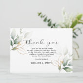 Sympathie Greenery Gold Leaves DANK U | FOTO Bedankkaart (Staand voorkant)