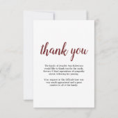 Sympathie Hartelijk dank - begrafenisfoto Floral Bedankkaart (Achterkant)