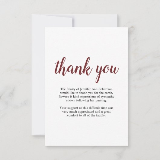 Sympathie Hartelijk dank - begrafenisfoto Floral Bedankkaart (Achterkant)