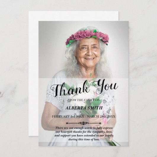 Sympathie Hartelijk dank Kaart (Voorkant / Achterkant)