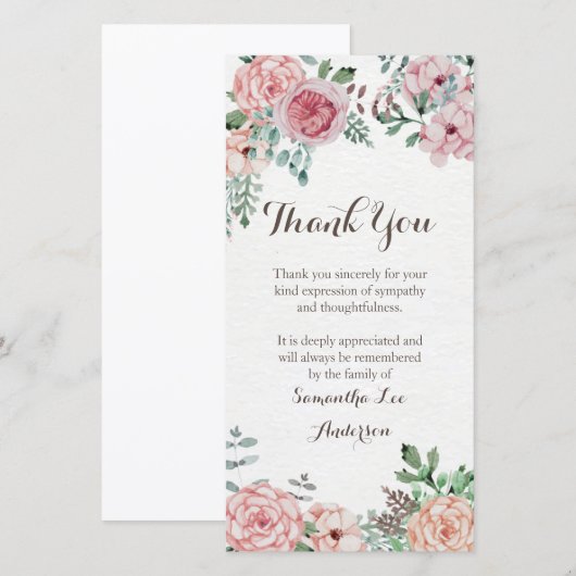 Sympathie Hartelijk dank, Memorial Bedankkaart (Voorkant / Achterkant)