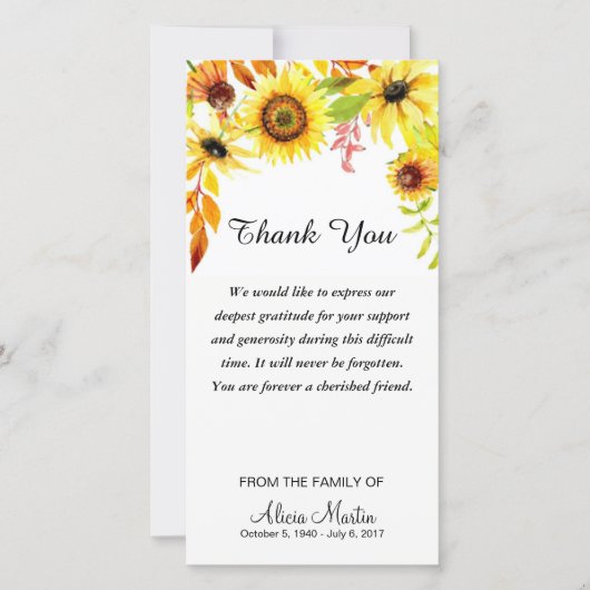 Sympathie Hartelijk dank voor de Waterverf van de  Bedankkaart (Voorkant)