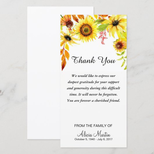 Sympathie Hartelijk dank voor de Waterverf van de  Bedankkaart (Voorkant / Achterkant)