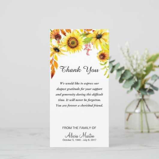 Sympathie Hartelijk dank voor de Waterverf van de  Bedankkaart (Staand voorkant)