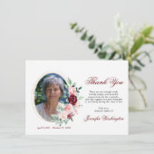 Sympathie Hartelijk dank voor Memorial Burgundy Fl Bedankkaart (Staand voorkant)