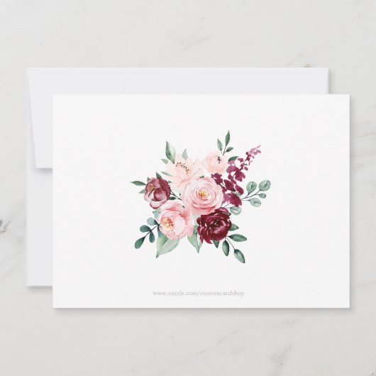 Sympathie Hartelijk dank voor Memorial Burgundy Fl Bedankkaart (Achterkant)