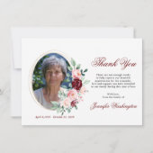 Sympathie Hartelijk dank voor Memorial Burgundy Fl Bedankkaart (Voorkant)