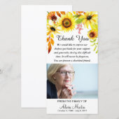 Sympathie Hartelijk dank voor Memorial Floral Sunf Bedankkaart (Voorkant / Achterkant)