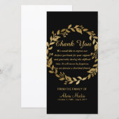 Sympathie Hartelijk dank voor Memorial Gold Botani Bedankkaart (Voorkant / Achterkant)