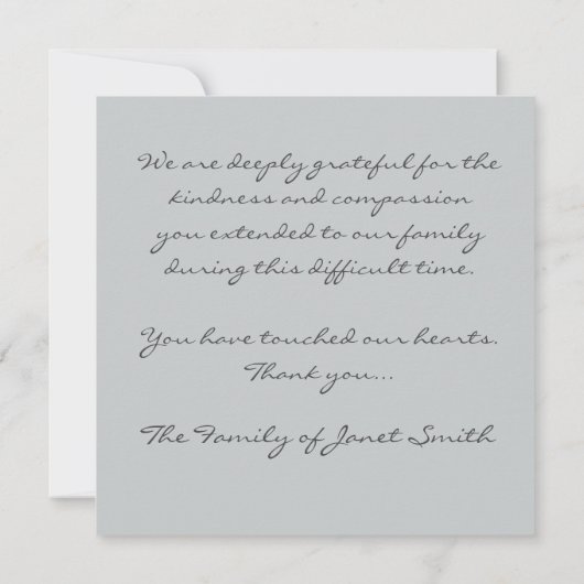 Sympathie Hartelijk dank voor uw flatfoto-kaart Bedankkaart (Achterkant)