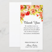 Sympathie Hartelijk dank, Waterverf Floral Bedankkaart (Voorkant / Achterkant)