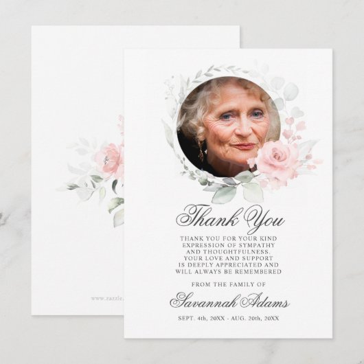 Sympathie Hartelijk dank, Waterverf Floral Bedankkaart (Voorkant / Achterkant)