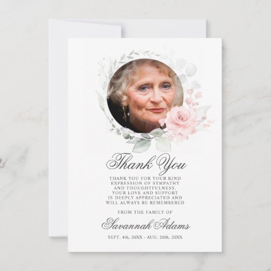 Sympathie Hartelijk dank, Waterverf Floral Bedankkaart (Voorkant)