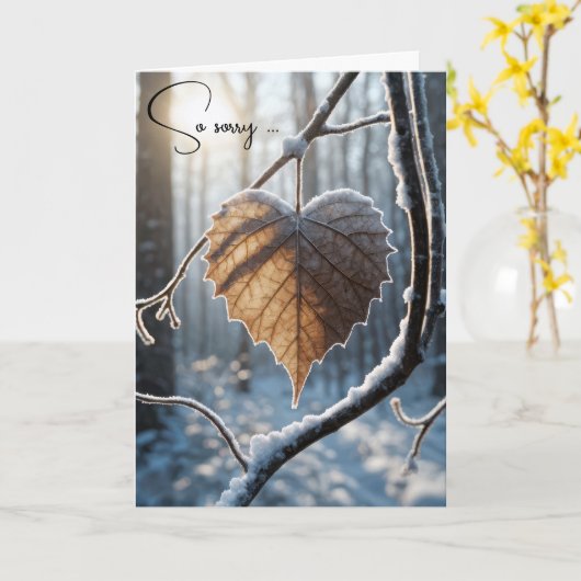Sympathie Hartvormig Winterblad Kaart (Gele Bloem)