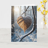 Sympathie Hartvormig Winterblad Kaart (Gele Bloem)