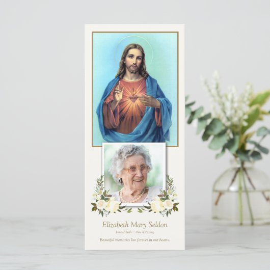 Sympathie Heilig Hart Uitvaart Dank u kaart (Staand voorkant)