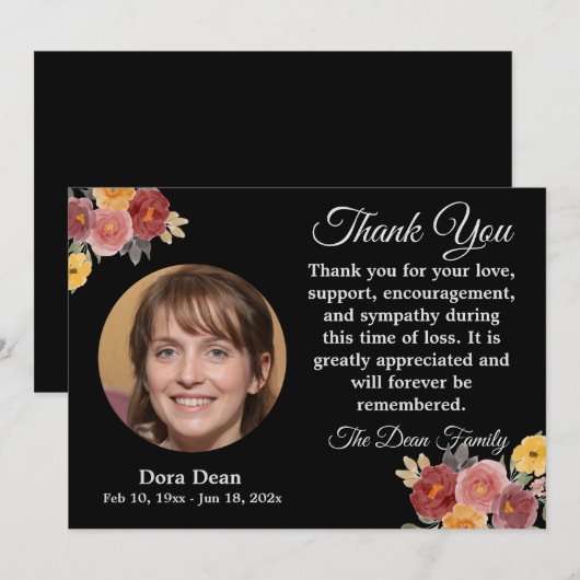 Sympathie Herdenking begrafenis Memorial Waterverf Bedankkaart (Voorkant / Achterkant)