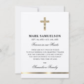 Sympathie Herdenking Religieuze Kruis Ecru Gold Bedankkaart (Voorkant)