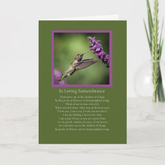 Sympathie Herdenkingsgedicht bij Hummingbird Kaart