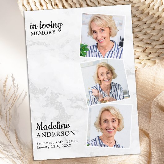 Sympathie in liefdevolle herinnering Modern 3 foto Bedankkaart