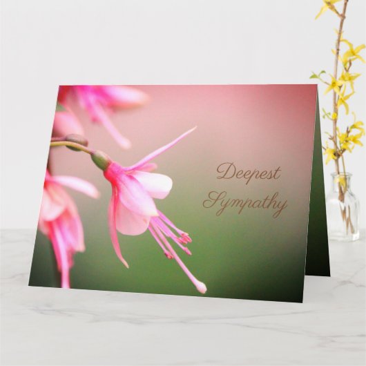 Sympathie in roze en taupe kaart (Gele Bloem)