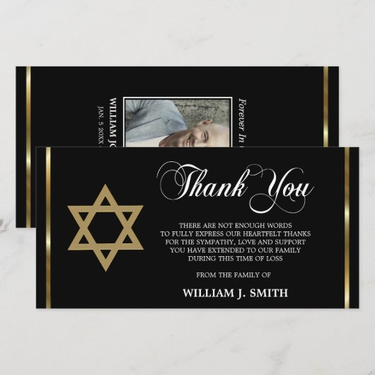 Sympathie Joodse Ster van David DANK JE WEL | FOTO Bedankkaart (Voorkant / Achterkant)
