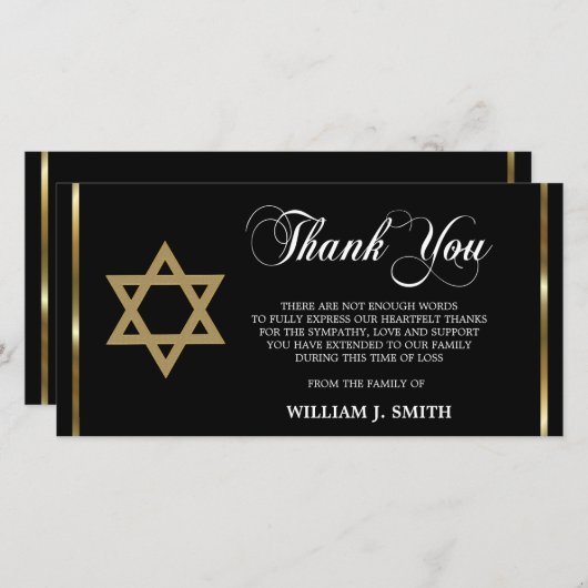 Sympathie Joodse ster van David DANK U | FOTO Bedankkaart (Voorkant / Achterkant)