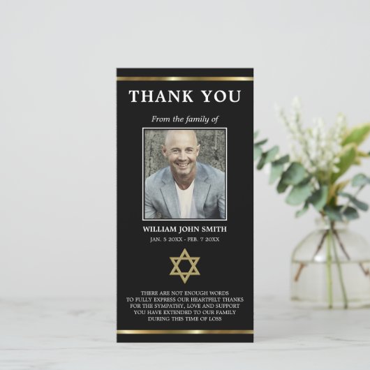 Sympathie Joodse ster van David DANK U | FOTO Bedankkaart (Staand voorkant)